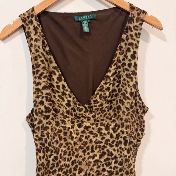 Lauren Ralph Lauren Silk Belted Animal Print Sleeveless V-Neck Tank Top Size 14 - Picture 5 of 6
